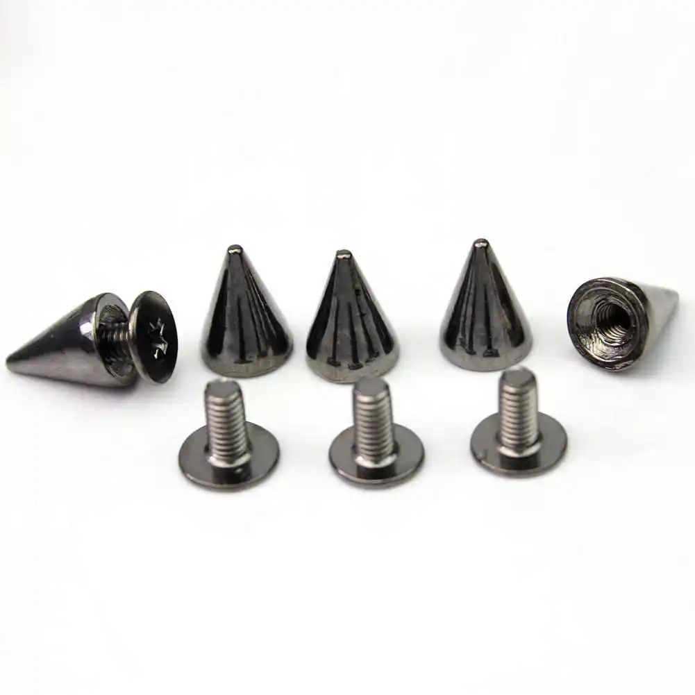 100 Cone Spikes Punk Rivet Screw Back Studs Leather Shoes Craft Clothing Bag DIY 