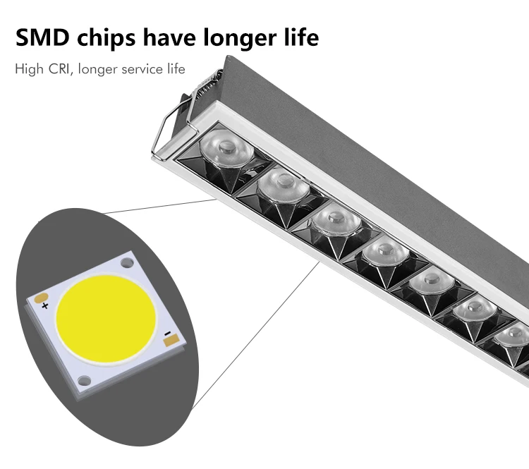 New Design CCT Rectangular Commercial Adjustable Down Lamp Led recessed Linear Ceilings Downlight
