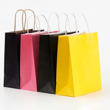 Recyclable shopper bag kraft paper teal kraft paper bag 10kg with handles