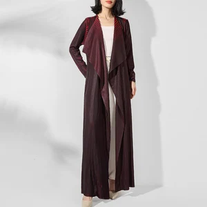 Free-Size High-End Polyester Pleated Long Coat Dress for Women Autumn Season Loose Open Abaya Muslim Style From Dubai Abaya