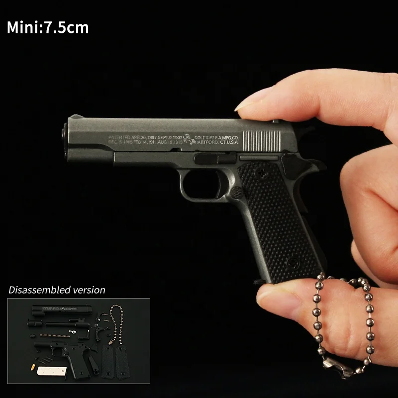 7cm Metal Toy Gun 1911 Keychains Suit Kids Adults Zinc Alloy Pistol Model Metal Toy Gun