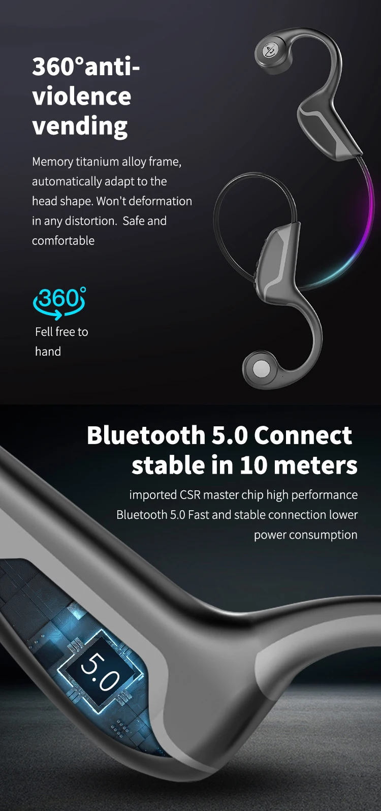 Z8pro Bone Conduction Headphone Wireless Headphone For Running Driving