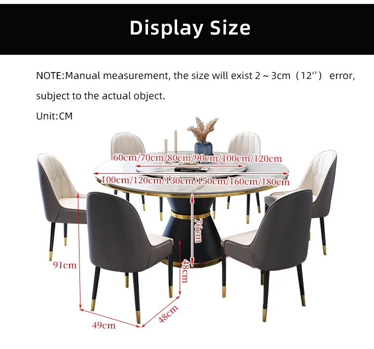 8 People Sit Luxury Marble Dining Table And Chair Combination Round