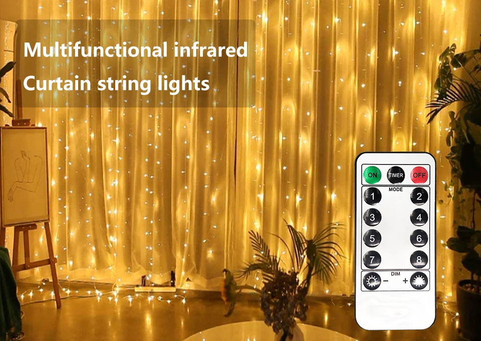 Details about   LED String Light Battery USB Power Star Hanging Curtain Fairy Lamp Ramadan Decor 