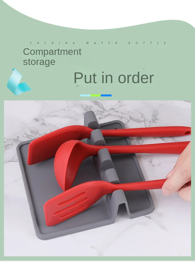 product creative household silicone soup spoon shelf mat kitchen tableware rack tableware storage pad for kitchen kitchenware-14