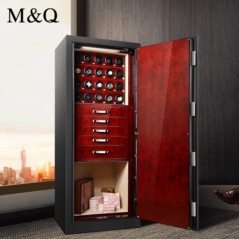 Изготовленный на заказ стальной замок отпечатков пальцев безопасный намотщик для часов роскошный ящик ювелирных изделий сейф денег 20 слотов