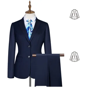 Women's Machine Washable Small Size Business Wear Insurance Bank Decorated Buttons Worested Work Clothes