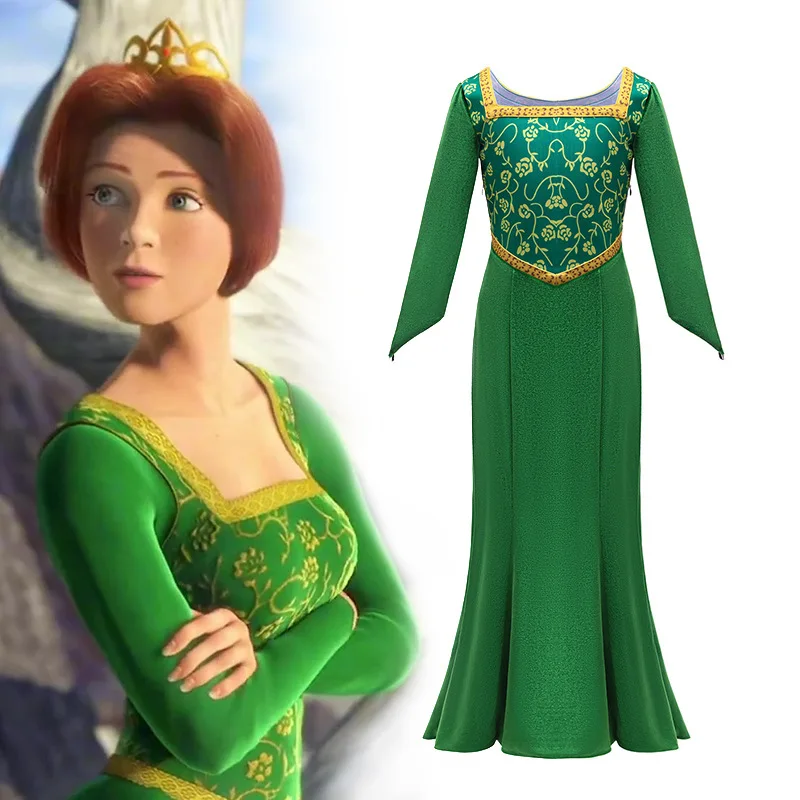 Nuevo Disfraz de Cosplay de la Película Animada Shrek para Niños, Disfraz  de Princesa Fiona para Halloween con Traje y Capa para Adultos, Celebración 