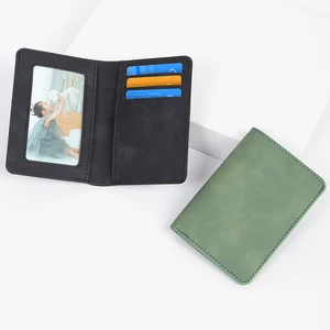 Low MOQ Wholesale Double Fold PU Leather Wallet ID Card Holder Mini Student Card Wallet Holder