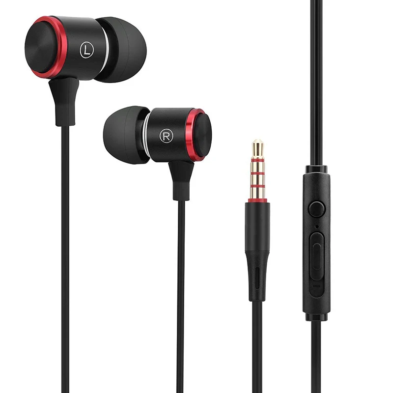 Wired Earphones 3.5 Mm Hd Stereo Earphone Button Control 1.2m Deep Bass