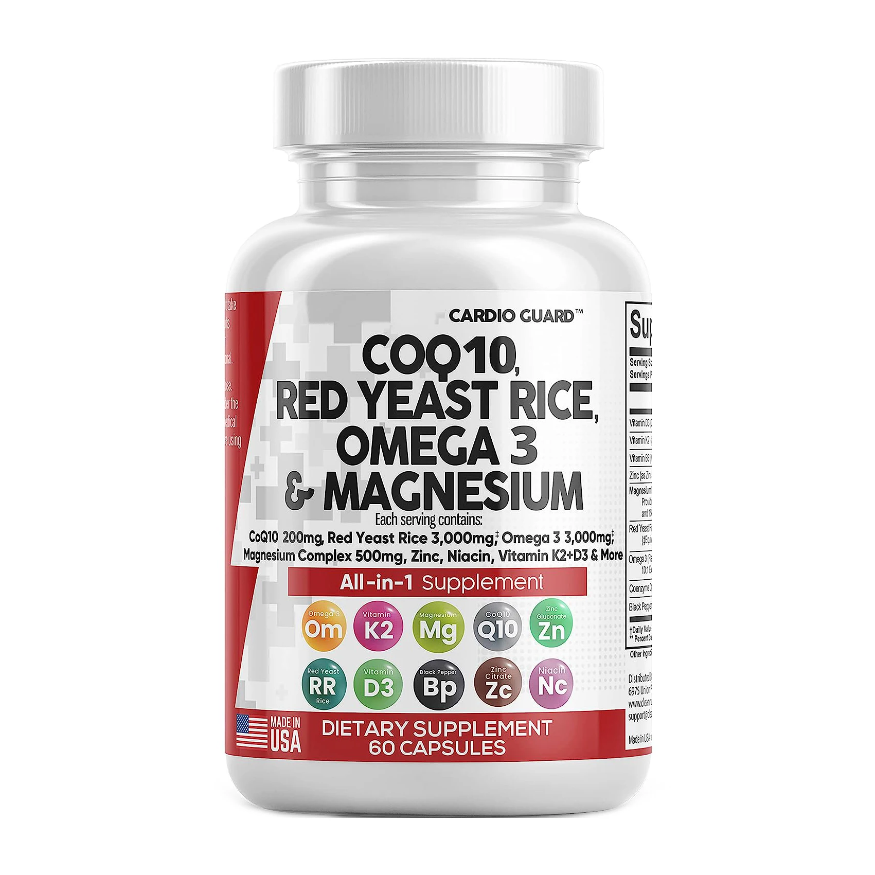 Coq10 Capsules Red Yeast Rice Omega 3 Magnesium Complex Niacin Zinc