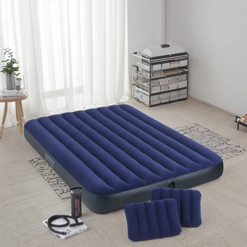 INTEX 64765 Queen Classic Airbed Modern Flocking PVC Inflatable Mattress with Hand Pump Foldable sleeping inflatable bed