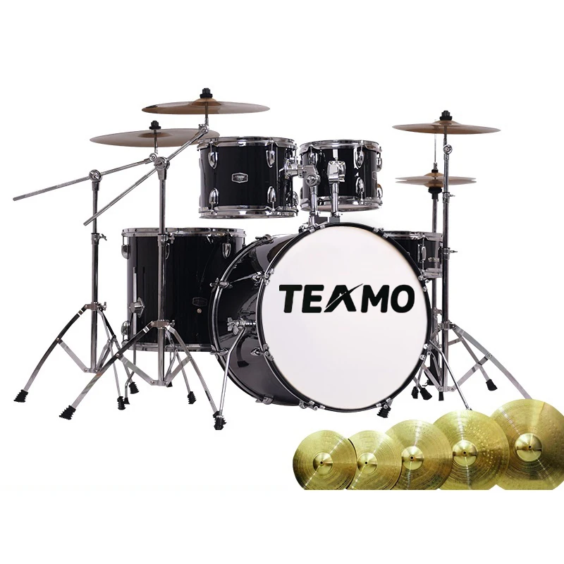 Teamo 5-Piece Entry-Level Jazz Drum Set for Beginners - Maple and