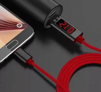 Fashionable hot selling LCD display voltage current charging cable for phone
