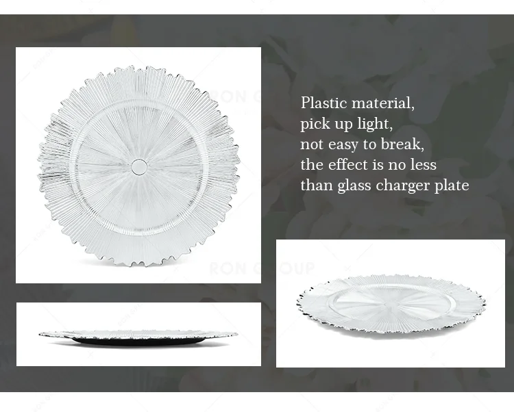Cheap Price Restaurant Banquet Silver Bone China Dishware Charger Plastic Plate for Dinner Wedding Party Event Decoration