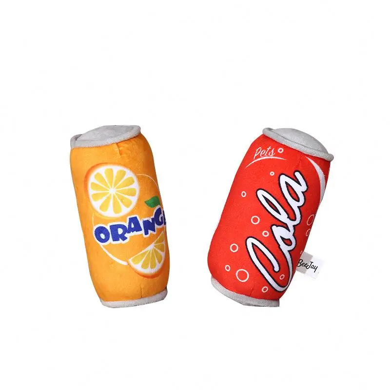 1 Custom Logo Squeaky Dog Plush Toy Beer Soda Can Coffee Cup Shaped Dog Toy