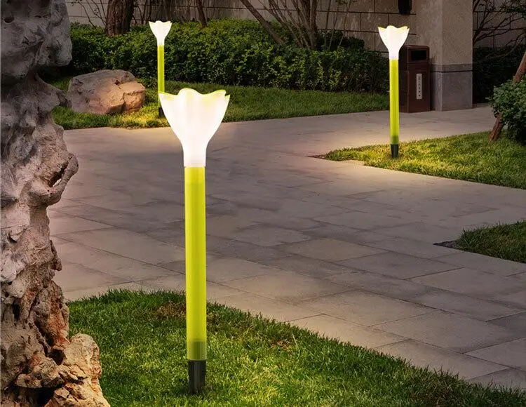 Mini cheap colorful flower Outdoor Path Yard Floor LED Pillar Solar Garden Lights Lawn Lamp details