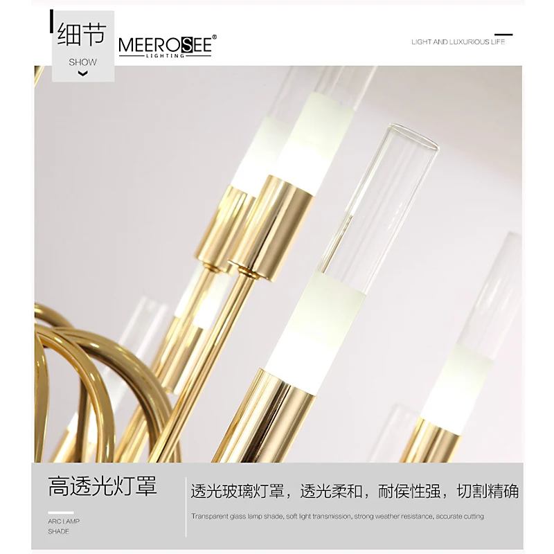 Meerosee Bamboo Light Chandeliers Gold Plated Iron Chandelier Lustres Modernes Contemporary Lighting MD86811