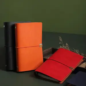 Customized A6 Vintage Strap Notebook, Customized Soft Leather Loose Leaf Notebook, Faux Leather Diary, Conference Notebook