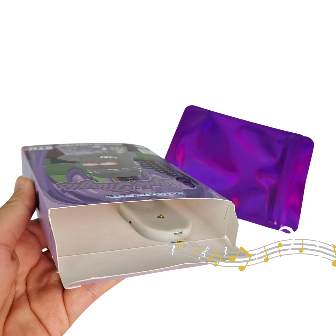 Customized 3.5g Mylar Bags with Box Custom Music New Design Mylar Bags with Inside Printing 3.5 Mylar Bags and Box Music Speaker