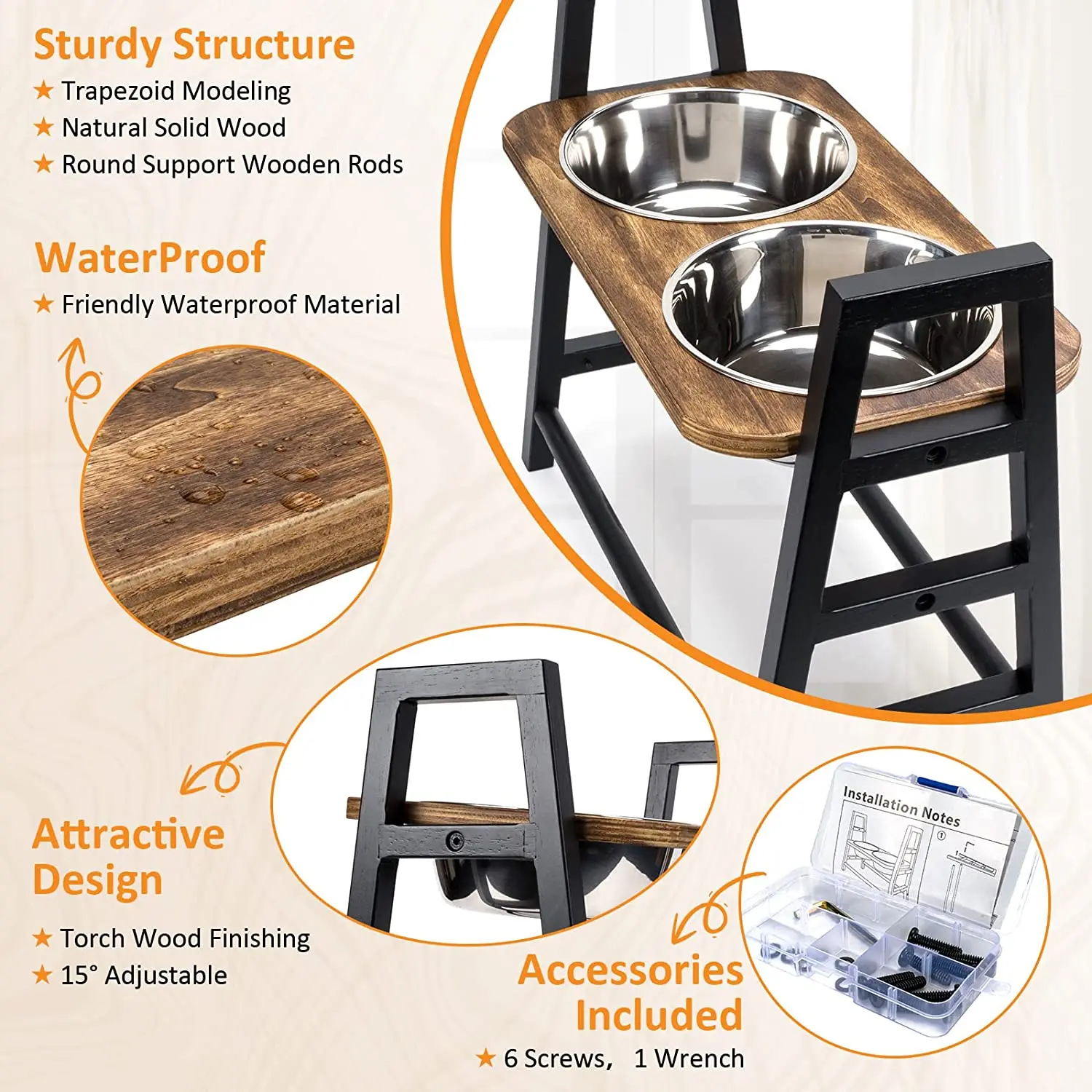 Zmaker Elevated Dog Bowls Large Capacity Dog Food And Water Bowl