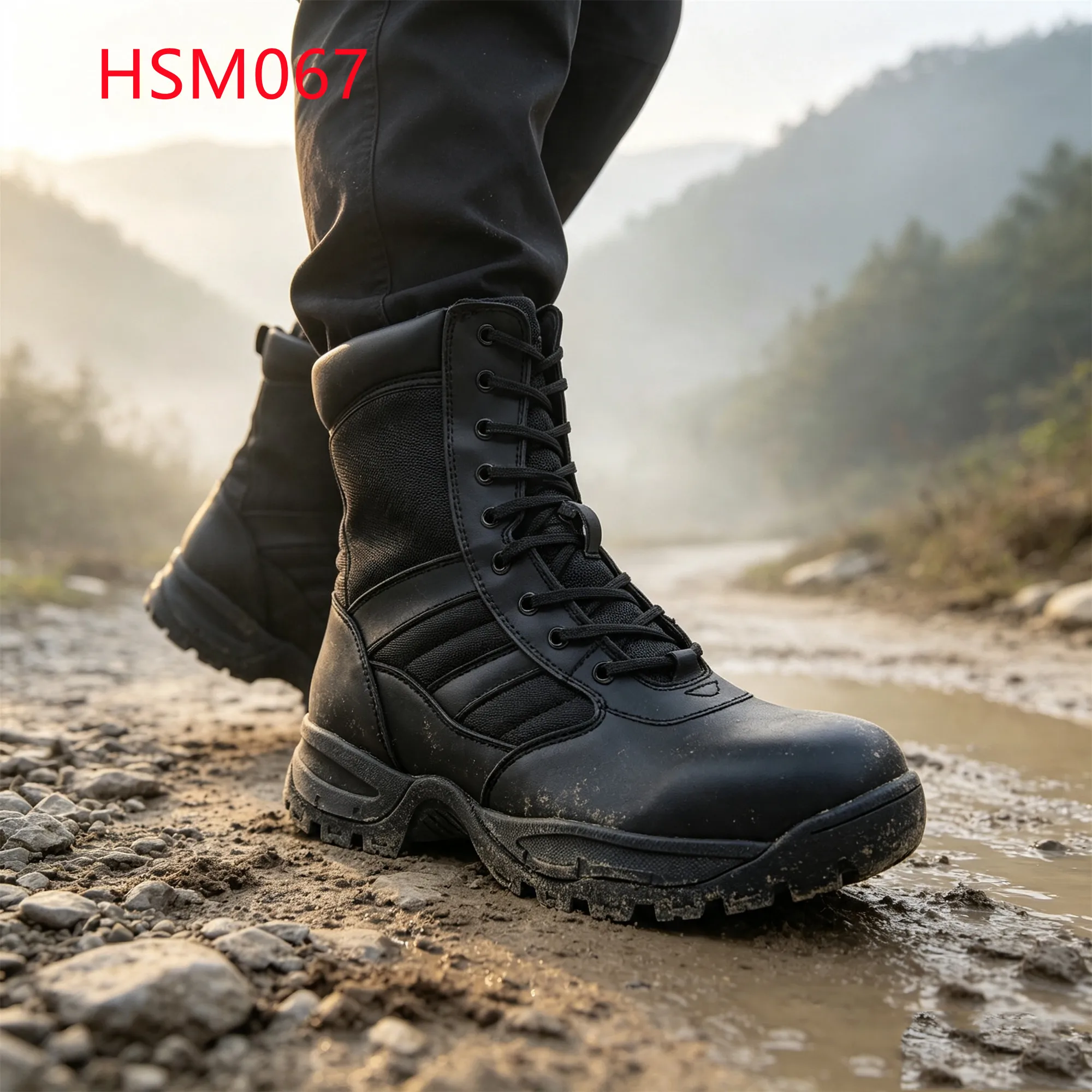LXG,Dune Crossing Anti-impact EVA+rubber Sole Hua Singh Patrol Boots Disaster Relief 8 Inch Combat Boots with Side Zipper HSM067