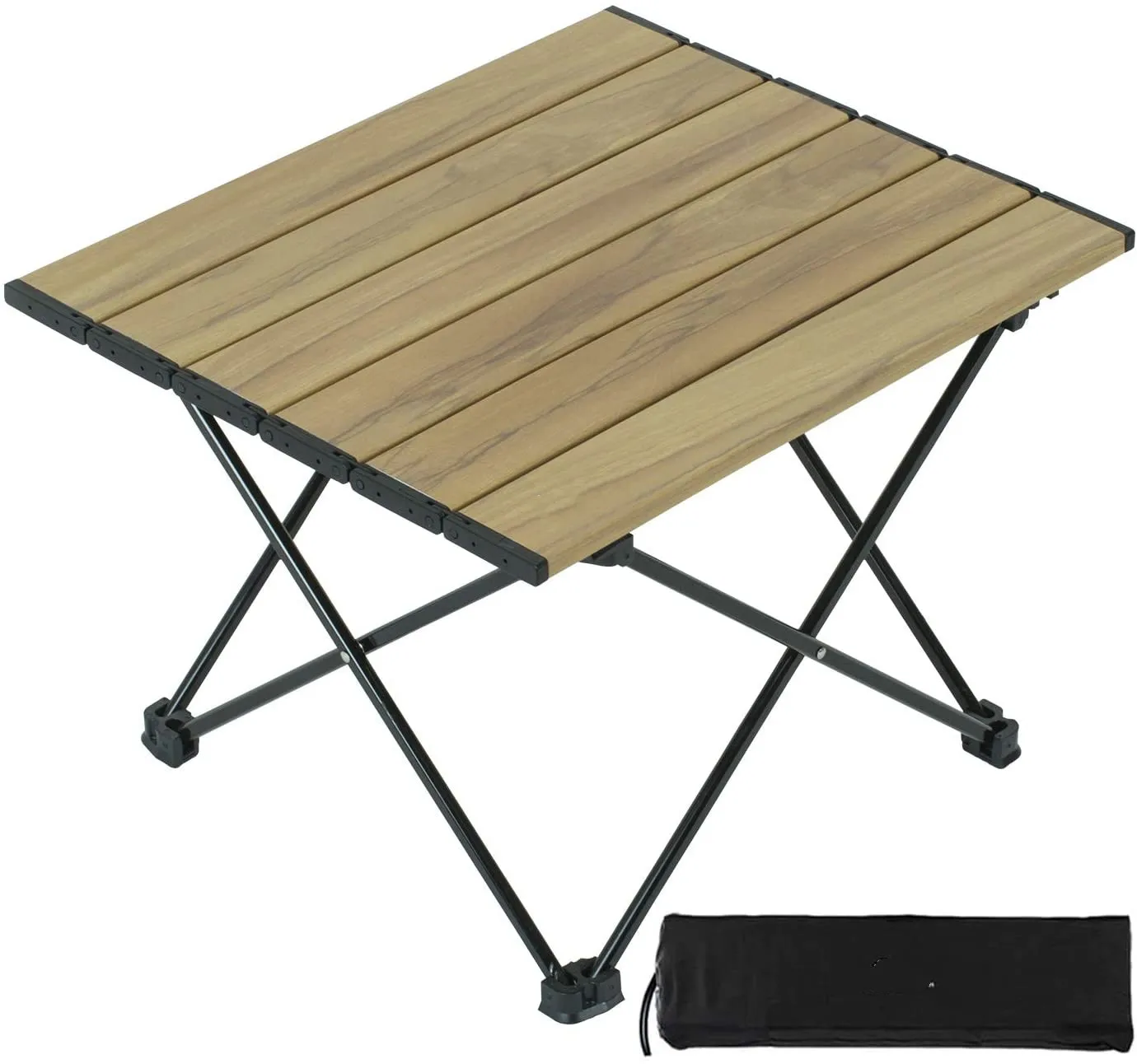 Portable Outdoor Folding Camping Tables 58x58x58cm Lightweight Aluminum Alloy Picnic Table with Storage Bag Outdoor Camping Dining Tables for Camping Fishing Beach Banquet Picnic Party Garden BBQ 