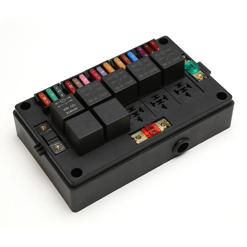 Waterproof Automotive Fuse Holder with 10 Relays and 15 Way Blade Fuses for 40A Current Protection