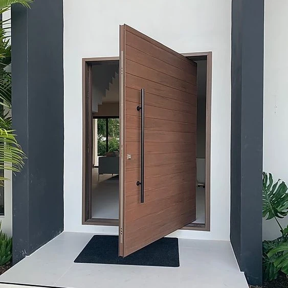 Villa Main Door Luxury  Design Oak Wood Teak Solid Core Pivot Entry Door For Villa