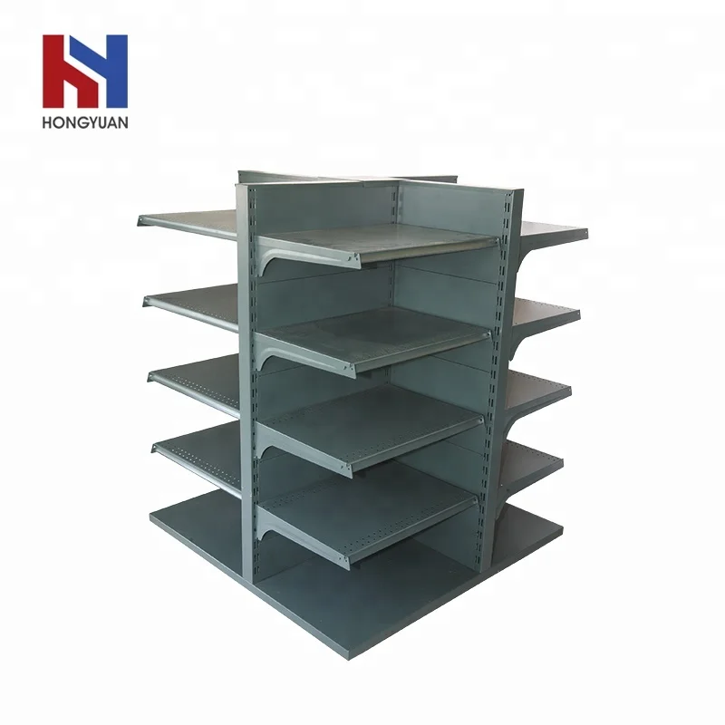 SGS Certification Four Way Grocery Store Display Shelves Supermarket