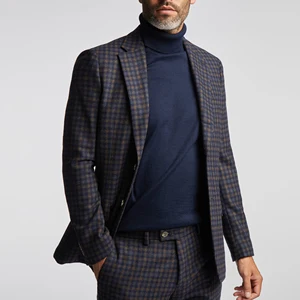 Luxury Suit for Men Brown Plaid Men's Wool Formal Wedding Suit Groom Business Exquisite Two Piece Suits for Men High Quality