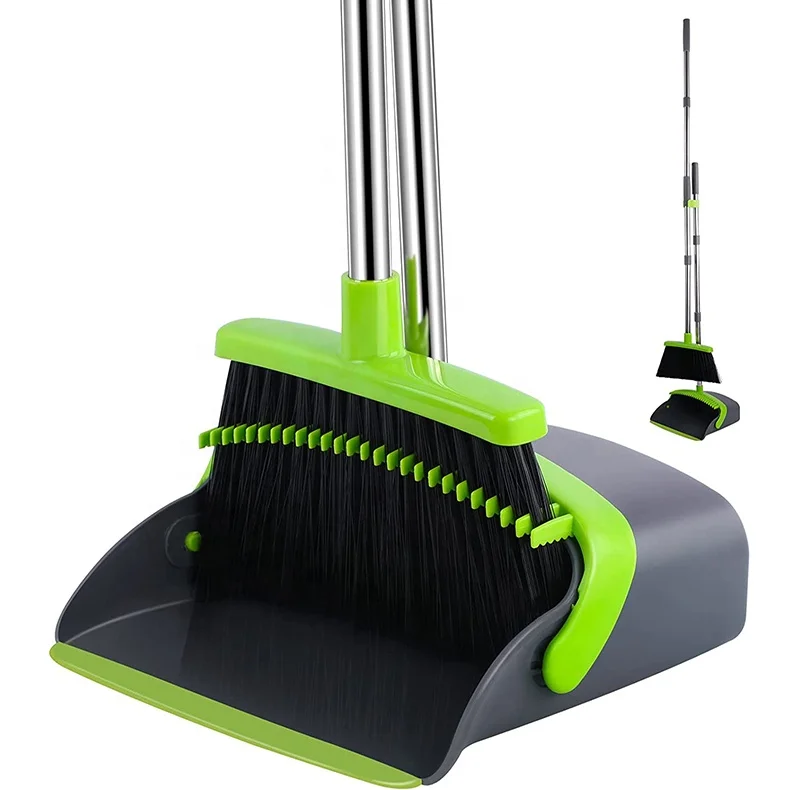 Industrial Long Handled Dustpan And Brush Set Strong Metal Handle Dust Pan With Floor Sweeping