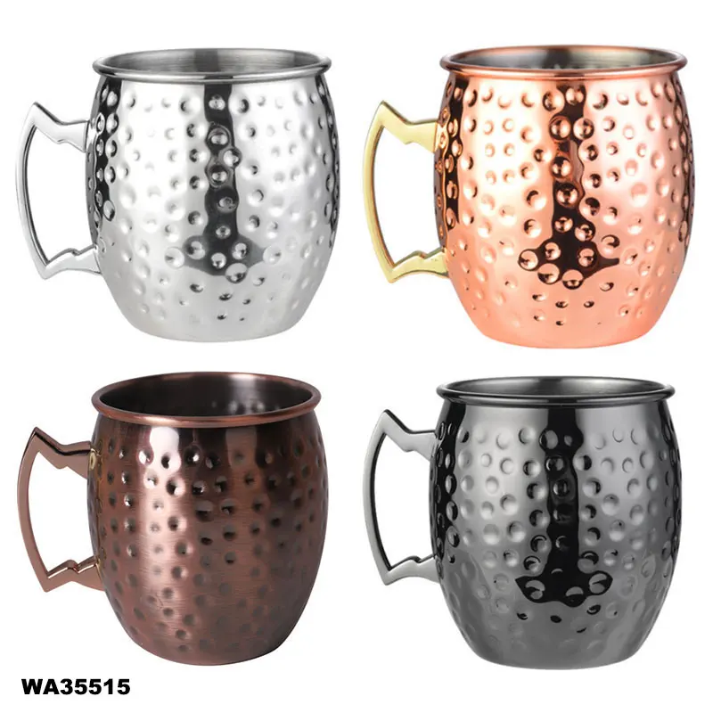 Hot Selling Rose Gold Moscow Mule Mugs Hammered Cups Glass Copper