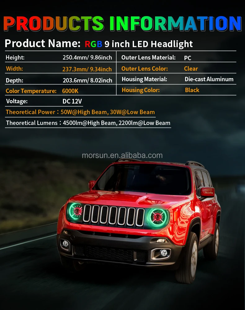 Для 2015-2021 Jeep Renegade фары, управление телефоном, изменение цвета,  RGB гало фары для Jeep Renegade| Alibaba.com