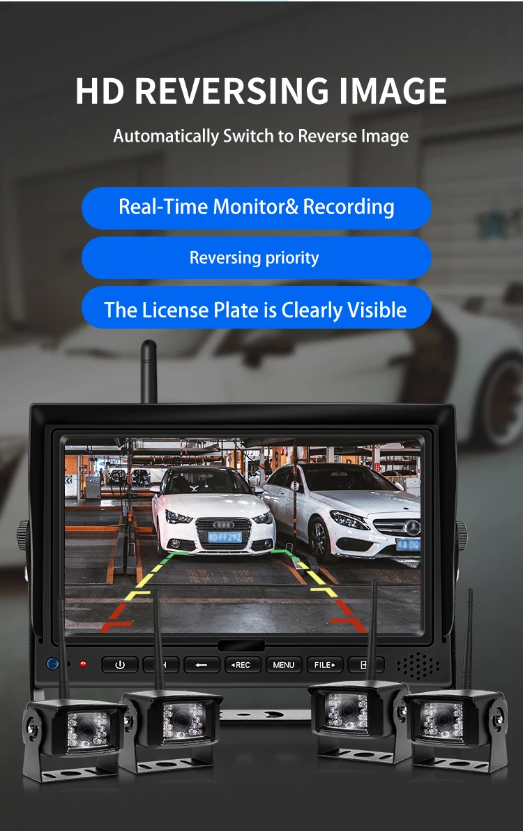 Wireless Camera Monitor Kit System Car Security Rear View 2 4ch 7 Inch