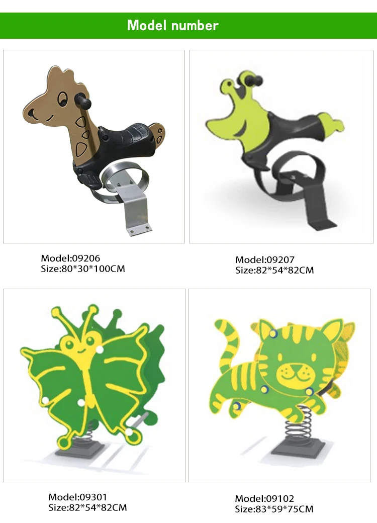 China Supplier Used Playground Equipment PE Plate Children's Spring Wooden Horse Applied in Theme Parks