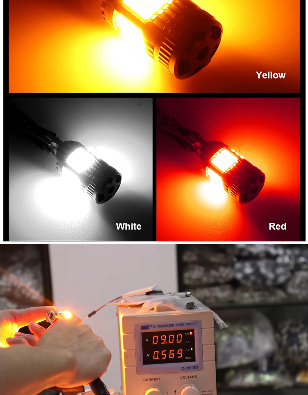 AUXBEAM 2-Pack LED Turn Signal Bulbs - 3156 3157 7440 1156 1157 T10 - White/Amber/Red, 360° Beam