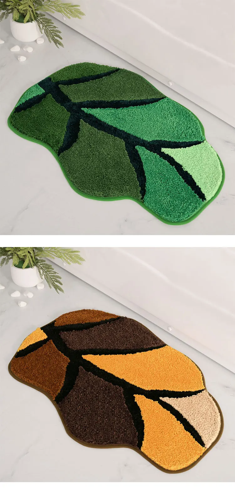 Luxury Leaf Shape Microfiber Anti-Slip Super Absorbent Bath Rugs Mat for Bathroom Soft bathroom mat manufacture