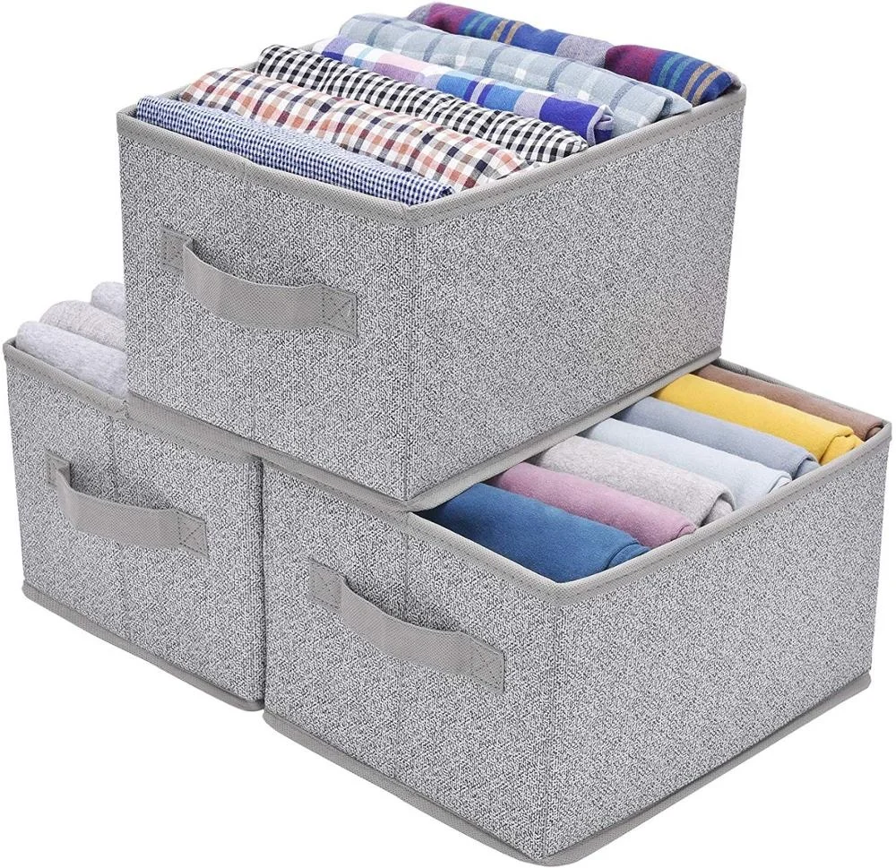 Set of 6,30.5 x 30.5 x 30.5 MaidMAX Cloth Storage Boxes with Dual Plastic Handles for Home Closet Bedroom Drawers Organisers Beige cm Foldable 