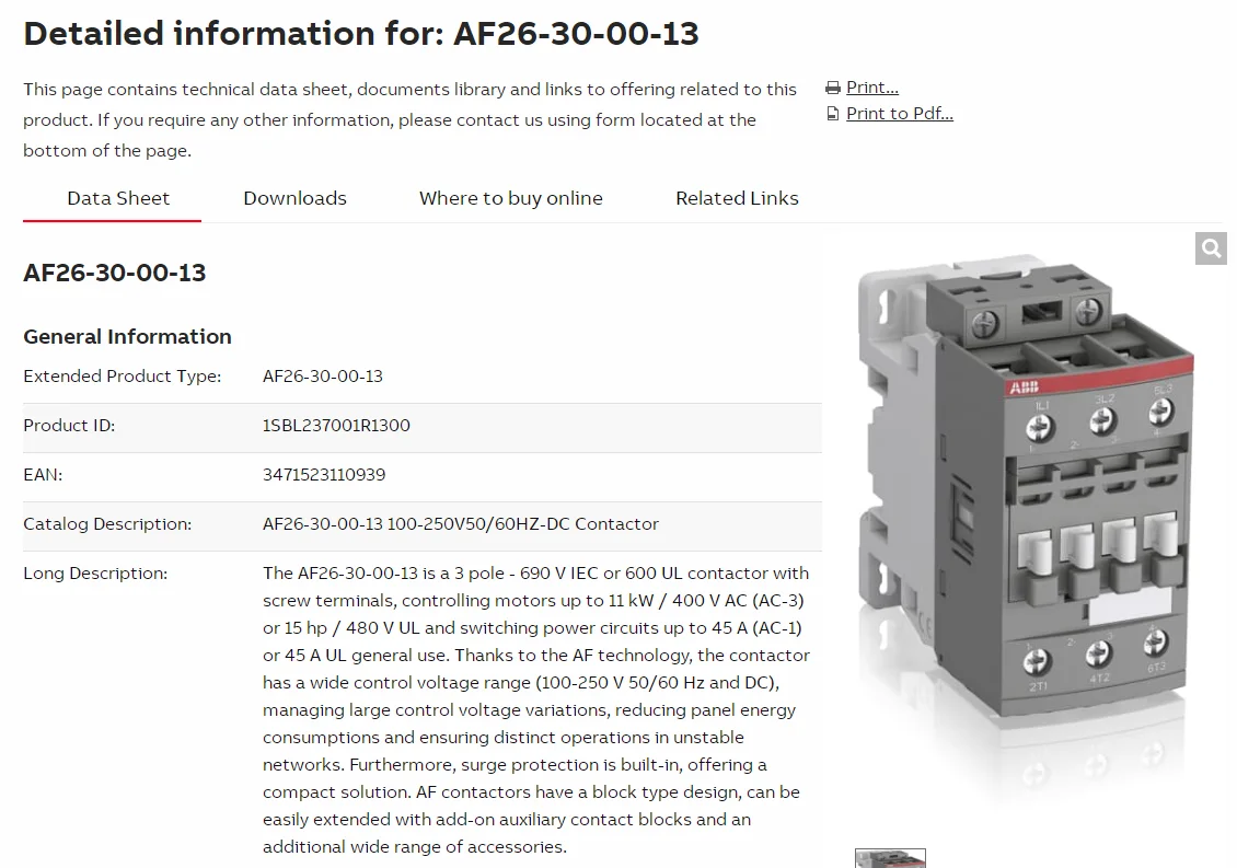 Abbs交流接触器af26-30-00-13 1sbl237001r1300 100 ~ 250v - Buy 交流接触器,电磁接触器,电接触 ...