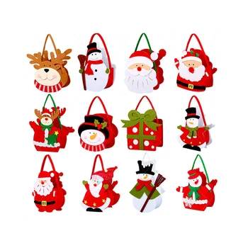 Factory Prices Christmas decorations Felt candy bag Cartoon Santa Reindeer Snowman Carrying Christmas gift bag