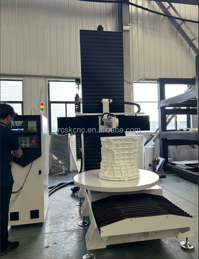 High Configuration 5 Axis ATC CNC Router 3D Wooden Foam Model Carving Milling Machine 6kw Delta Inverter Air Cooling Syntec