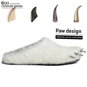 High Quality Unisex Custom Mule Shoes Fashion Fur Slippers Faux Fur Slippers Women's Slippers Claw Mules Custom Mules