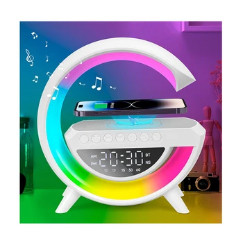 Multifunction G Shape USB Rechargeable Wireless Fast Charger For Mobile Phone, BlueTooth Speaker With LED RGB Smart Lamp null
