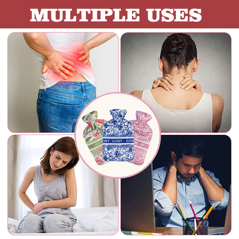 warmer hot water bottle bag fleece cover reusable water filled rubber hot water bag 2l