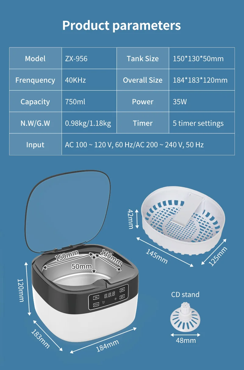 Portable Ultrasonic Cleaning Machine High Frequency Vibration Wash
