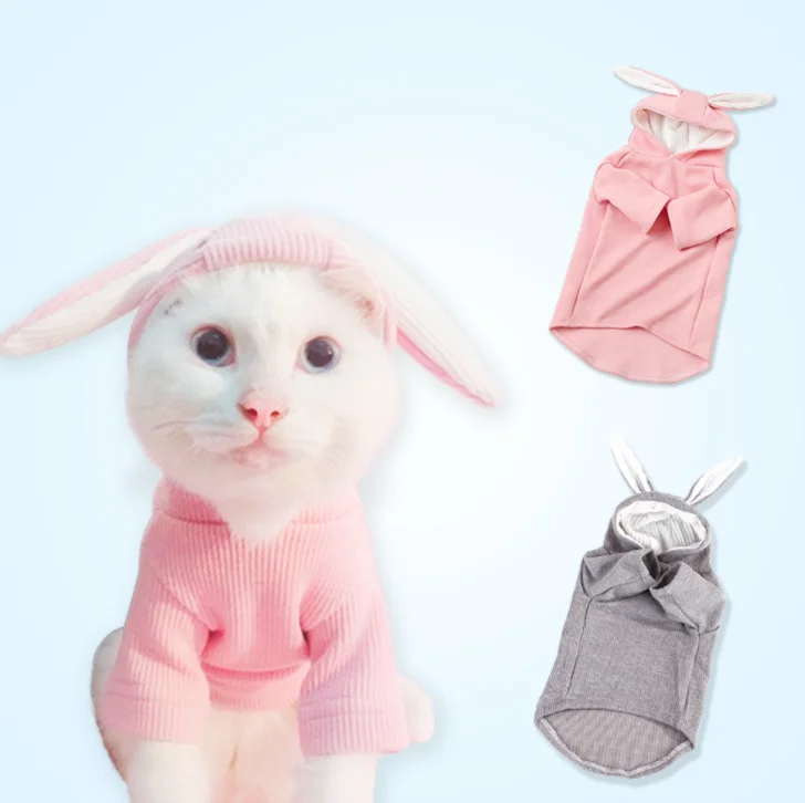 Rabbit Ear Hoodie Pet Cat Clothes