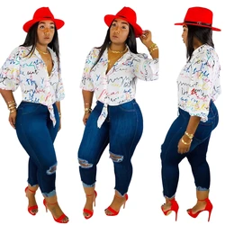 Женская модная блузка A1139 с длинным рукавом и принтом