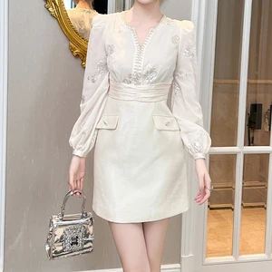 ZYHT 51115 Girl Formal Dress Embroidery Sequins Elegant Party Women Chiffon Mini Evening Cocktail Dress With Rhinestones