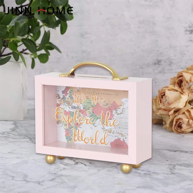 Копилка с ручкой, деревянная коробка для денег с рамкой, Свадебная коробка, копилка для экономии денег, подарок для пары для детей и взрослых